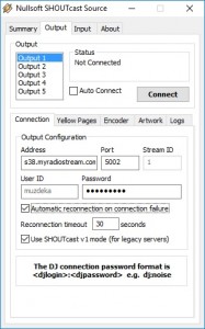 Winamp Shoutcast output